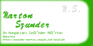 marton szunder business card